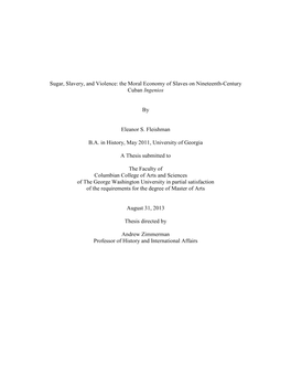 The Moral Economy of Slaves on Nineteenth-Century Cuban Ingenios