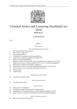 Criminal Justice and Licensing (Scotland) Act 2010 (Asp 13)