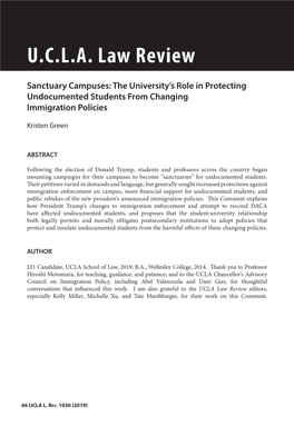 UCLA Law Review Sanctuary Campuses