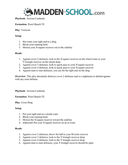 Playbook: Arizona Cardinals Formation