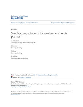 Simple, Compact Source for Low-Temperature Air Plasmas D