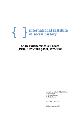 André Prudhommeaux Papers (1900-) 1925-1968 (-1986)1925-1968