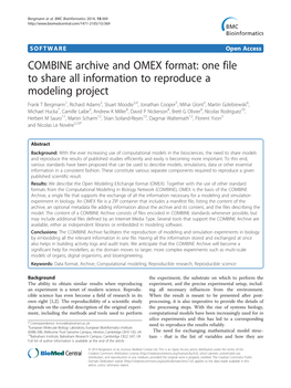 COMBINE Archive and OMEX Format: One File to Share All Information To