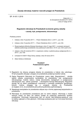 Regulamin Rekrutacji Do Przedszkoli Na Terenie Gminy Jaświły – Zasady, Tryb, Postępowanie, Dokumentacja