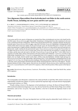 New Digeneans (Opecoelidae) from Hydrothermal Vent Fishes in the South Eastern Pacific Ocean, Including One New Genus and Five New Species