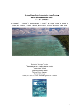Bertarelli Foundation British Indian Ocean Territory Marine Science Expedition Report 4Th – 20Th April 2016