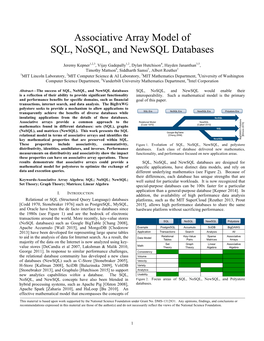 Associative Array Model of SQL, Nosql, and Newsql Databases