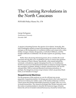 The Coming Revolutions in the North Caucasus