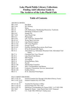 Lake Placid Club Archives Collection Guide