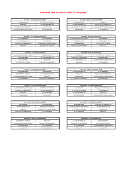 Calendrier 2014-2015 Elite 1