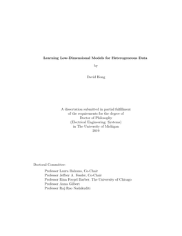 Learning Low-Dimensional Models for Heterogeneous Data by David