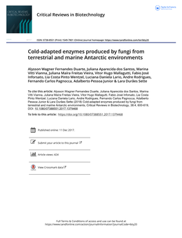 Cold-Adapted Enzymes Produced by Fungi from Terrestrial and Marine Antarctic Environments