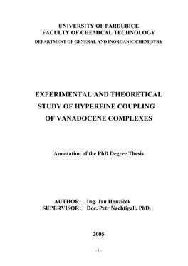 Experimental and Theoretical Study of Hyperfine Coupling of Vanadocene Complexes