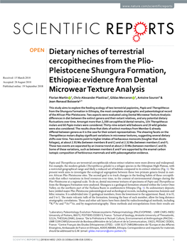 Dietary Niches of Terrestrial Cercopithecines from the Plio-Pleistocene Shungura Formation, Ethiopia