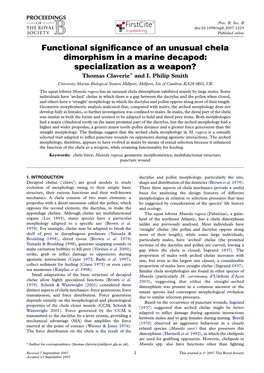 Functional Significance of an Unusual Chela Dimorphism in a Marine