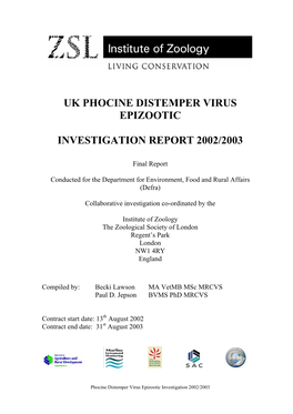 Uk Phocine Distemper Virus Epizootic