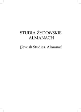 Studia Żydowskie. Almanach