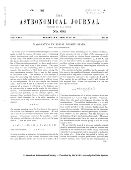 1916Aj 29. .173V the Astbonomical Journal