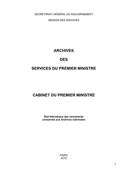Cabinet Du Premier Ministre