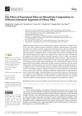 The Effect of Functional Fiber on Microbiota Composition in Different Intestinal Segments of Obese Mice