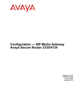 Configuration — SIP Media Gateway Avaya Secure Router 2330/4134