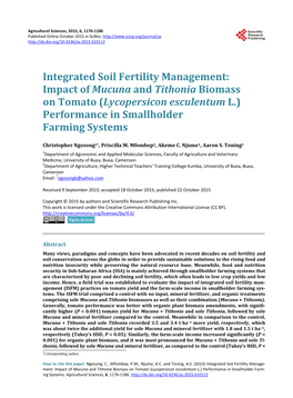 Integrated Soil Fertility Management: Impact of Mucuna and Tithonia Biomass on Tomato (Lycopersicon Esculentum L.) Performance in Smallholder Farming Systems