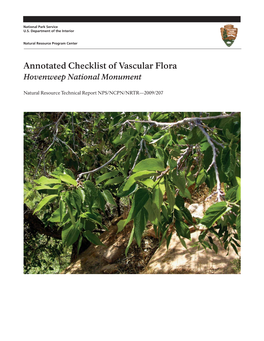 Annotated Checklist of Vascular Flora, Hovenweep National