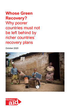 Whose Green Recovery?: Why Poorer Countries Must Not Be Left Behind by Richer Countries’ Recovery Plans