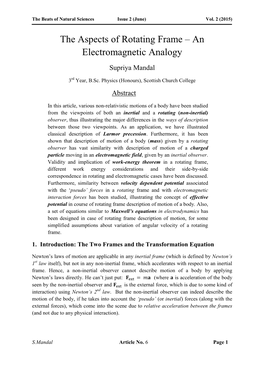 The Aspects of Rotating Frame – an Electromagnetic Analogy