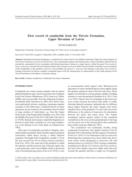 First Record of Conulariids from the Tērvete Formation, Upper Devonian of Latvia