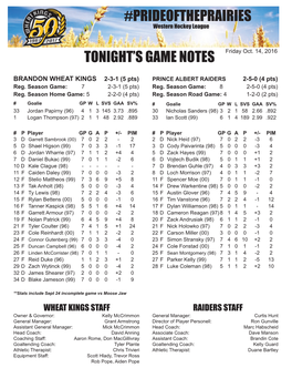 Tonight's Game Notes #Prideoftheprairies