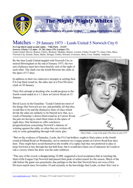 Matches – 29 January 1973 – Leeds United 5 Norwich City 0