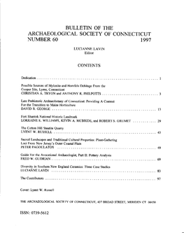 Bulletin of the Archaeological Society of Connecticut Number 60 1997