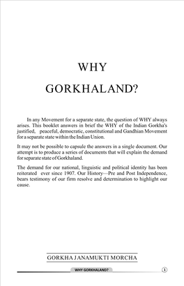 Why Gorkhaland?