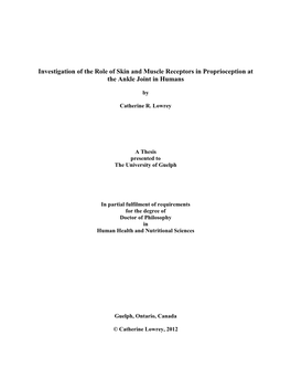 Investigation of the Role of Skin and Muscle Receptors in Proprioception at the Ankle Joint in Humans