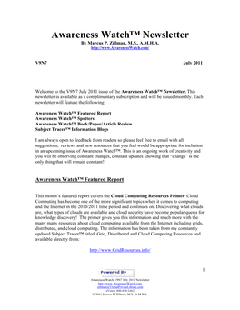 Awareness Watch™ Newsletter by Marcus P