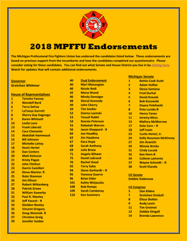 2018 MPFFU Endorsements