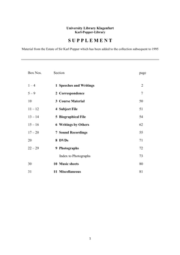 Verzeichnis Der Supplements