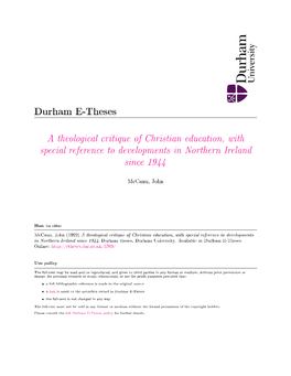 The Schools in Northern Ireland 52 2.4 the Role of the Christian School in the Divided Society