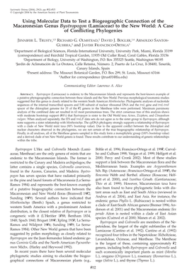 Lamiaceae) to the New World: a Case of Conﬂicting Phylogenies