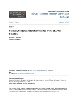 Sexuality, Gender and Identity in Selected Works of Arthur Schnitzler