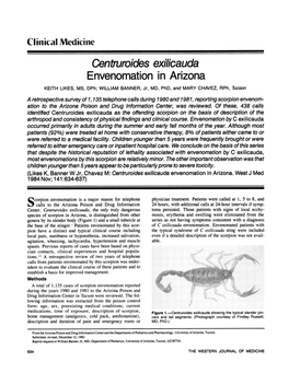 Centruroides Exillcauda Envenomation in Arizona