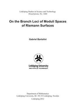 On the Branch Loci of Moduli Spaces of Riemann Surfaces