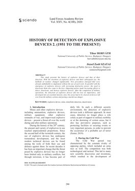 History of Detection of Explosive Devices 2. (1951 to the Present)