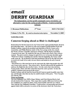 Email DERBY GUARDIAN the Independent, Not-For-Profit Community News-Viewsletter, an Alternative Voice for the Caring People of Derby
