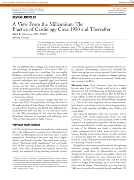 The Practice of Cardiology Circa 1950 and Thereafter Mark E