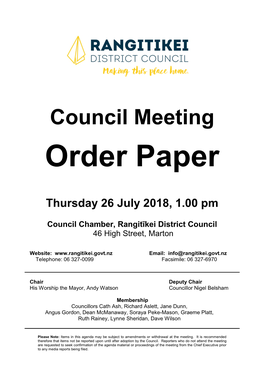 Council Meeting Order Paper