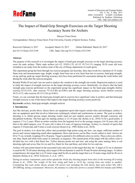 The Impact of Hand Grip Strength Exercises on the Target Shooting Accuracy Score for Archers