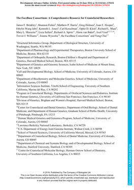 The Facebase Consortium: a Comprehensive Resource for Craniofacial Researchers