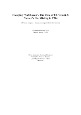 “Safehaven”. the Case of Christiani & Nielsen's Blacklisting in 1944